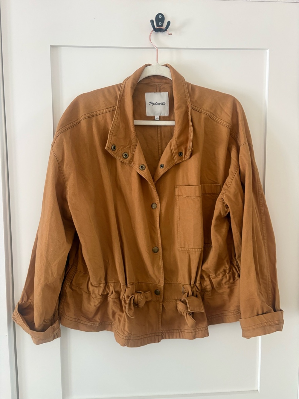 Madewell Southlake Military utility Jacket soft lightweight cotton rayon tan L - Picture 5 of 11